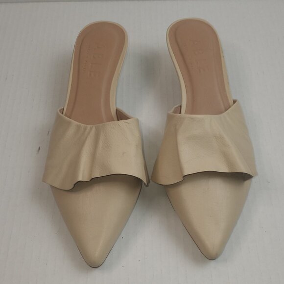 ABLE Local + Global Cream Pointed Toe Slip On Kitten Heels - Picture 2 of 6